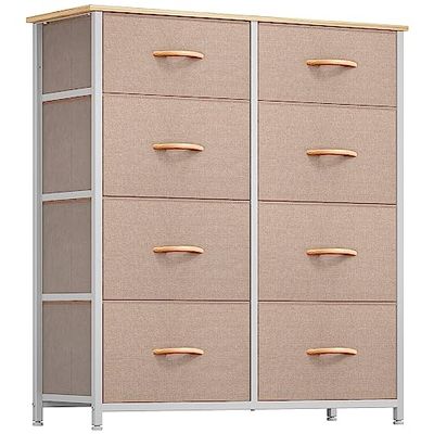 YITAHOME Mobiletto a Torre con 8 Cassetti - Comò in Tessuto con Grande Capacità, Organizzatore per Camera da Letto, Soggiorno e Armadi(Beige)