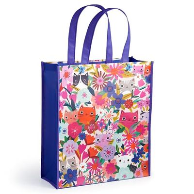 Mudpuppy Blooming Cats Reusable Shopping Bag - Environmentally Friendly Lightweight Reusable Shopping And Grocery Bag