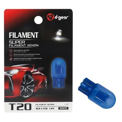 D-Gear 1231215 Lampadina T20 a Filamento Super - T20 4 Contatti, 12V, Bianco