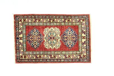 Eden Carpets Kazak Super Alfombra Anudada a Mano, Lana, Multicolor, 59 x 92 cm