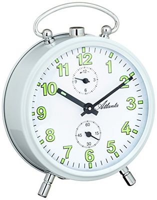 Atlanta Mech. wekker analoog wit 1063-0, wit, Modern