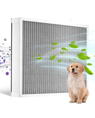 VEVOR Duurzaam elektrostatisch luchtfilter, wasbaar en herbruikbaar, van aluminium, AC/HVAC, MERV 8, lange levensduur, gezonder thuis of kantoor, 492 x 619 x 91 mm, zilver, 1 stuk