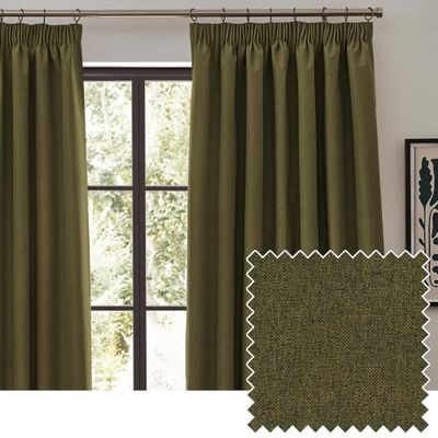 furn. Dawn Blackout Pencil Pleat Curtains - Olive - 117 x 183cm