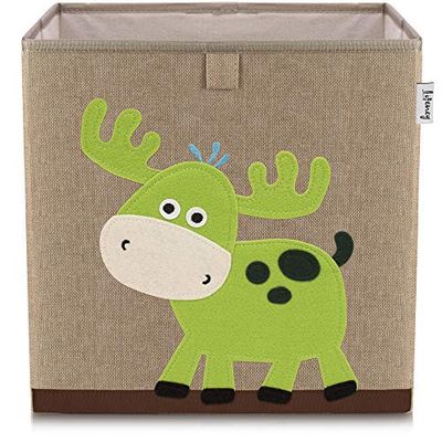 LIFENEY Children's Storage Box with Deer Motif, Toy Box with Animal Motif, Suitable for Cube Shelves, Organiser Box for the Children's Room, Storage Basket Children