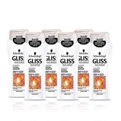 Gliss shampooing réparation Total – Paquet de 6 x 250 ml – Total : 1500 ml