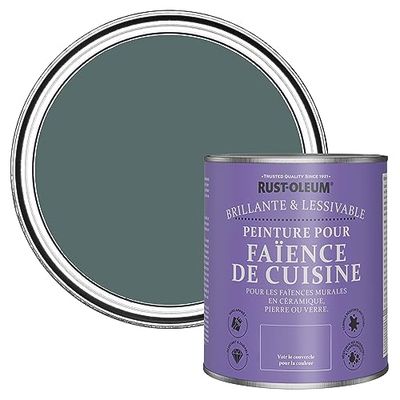 Rust-Oleum Peinture Verte Résistante à l'eau pour Faïence de Cuisine, Finition Brillante - Deep Sea 750ml