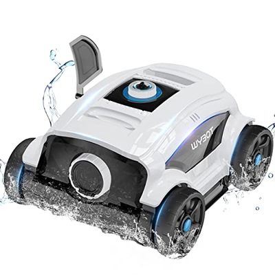 WYBOT Robot Piscine pour 130 Minutes D'autonomie, Nettoyeur de Piscine Double Moteur, Double Entrées, Brosse de Fond, Aspirateur de Piscine Hors Sol et Fond, Ideal pour Piscines Jusqu'à 100 m²