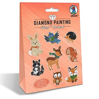 Ursus Ludwig Bähr 43500011-Diamond Painting Sticker Woodland, 2 Hojas Accesorios para Crear Adhesivos con Diamantes Brillantes, Acrílico, Multicolor, One Size