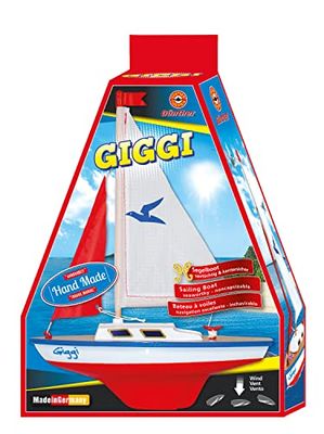 GÜNTHER FLUGSPIELE 1827 - Żaglówka Giggi, mały ponton do zabawy, wysokiej jakości wykonanie, zamontowany gotowy do żeglugi, ok. 48 x 21 cm duży, do jeziora kąpielowego, plaży i kąpieli