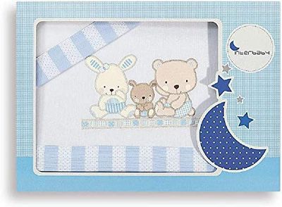INTERBABY 04100-11 beddengoedset voor wieg - Mod Love, 3 stuks, blauw