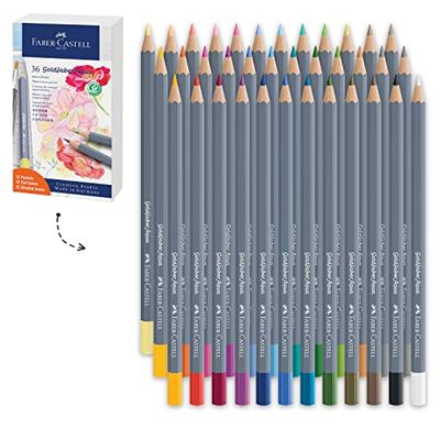 Faber-Castell Creative Studio Goldfaber Aqua Watercolour Pencil, Multicoloured, Gift Set Of 36, For Art, Craft, Drawing, Sketching, Home, School, University, Colouring