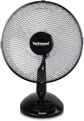 Techwood - Tafelventilator zwart 23 cm - 25 watt - TVE-0239