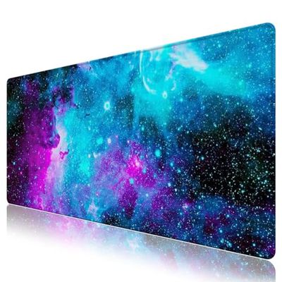 Uitgebreide gamingmuismat, grote bureaumat, antislip rubberen basis, computer, desktop, laptop, toetsenbord, muismat met gestikte randen, 89 x 40 cm lang, XXL waterdichte muismat voor werk en game,