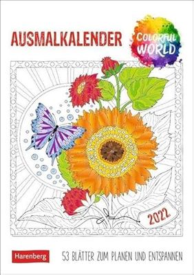 Colorful World Calendrier de coloriage 2022 : 53 feuilles pour planifier et se détendre