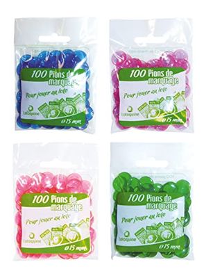 LOTOQUINE 100 stuks Lotto-pion, markering, BC51P0, oranje/blauw/paars/groen/fuchsia
