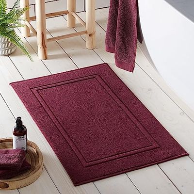Drift Home - Claret Red Bath Mat (50 x 80cm) - Soft & Absorbent - 550GSM Premium Bathroom Mat - Sustainable Cotton (BCI) - Recycled Bottles - Machine Washable - Bath Rug