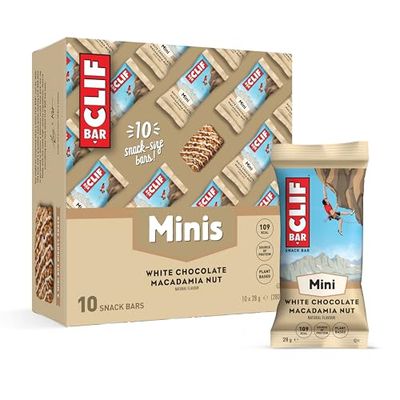 Clif Bars Minis - Snack Bar - White Chocolate Macadamia Nut - Plant Based Protein - 10 x 28 g