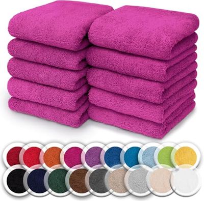 NatureMark Lot de 10 débarbouillettes en Tissu éponge, 100% Coton, 30 x 30 cm, Rose