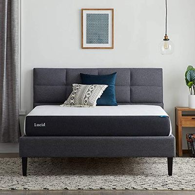 LUCID Single (90 x 190 cm) materac żelowy z pianką z pamięcią kształtu 20 cm, średni w dotyku, napar żelowy, oddychający pokrowiec, łóżko w pudełku, zwijany materac, 0,9 m x 6 stóp 3 x 8 cm, pianka