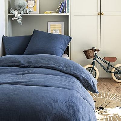 Essix - Copripiumino in cotone, alla moda, 260 x 240 cm, colore: blu