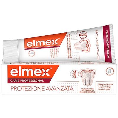 Pasta do zębów elmex® Profesjonalna zaawansowana ochrona próchnicy 75 ml | chroni zęby przed kwasami cukrowymi | Wysoka ochrona przed próchnicą** | Silniejsze zęby | Pomaga utrzymać zdrowe pH