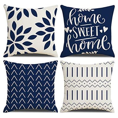 Homefeelzydys Kuddöverdrag, kuddfodral 60 x 60 set med 4 marinblå fyrkantiga kuddöverdrag kuddfodral 24 x 24 4 pack för utomhus uteplats trädgård blench vardagsrum soffa bondgårdsdekor
