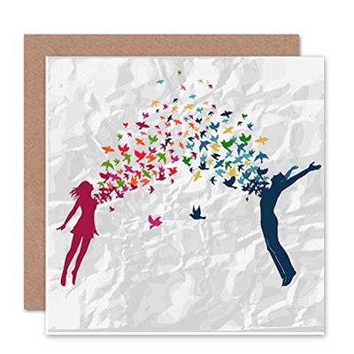 Wee Blue Coo BOY GIRL LOVE VALENTINES BIRDS BLANK GREETINGS BIRTHDAY CARD ART