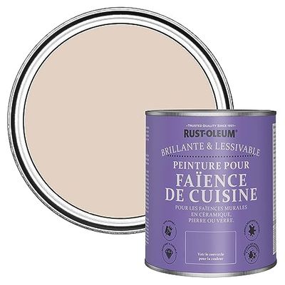 Rust-Oleum Peinture Rose Résistante à l'eau pour Faïence de Cuisine, Finition Brillante - Pêche 750ml
