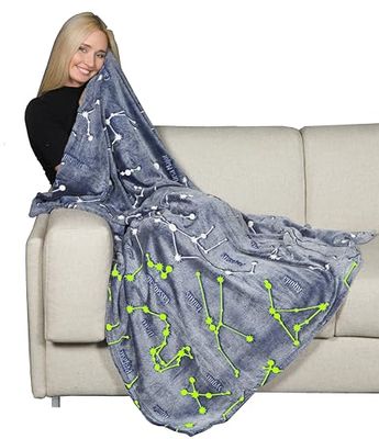 Kanguru Manta sofá Glow estrelas, macia em microfibra, para sofá, cabelo ultramacio, 130 x 150 cm, manta de cama 150, xadrez para cama. Brilha no escuro, ou colcha sofá. Ideia, mantas para cama