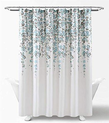 Lush Decor Cortina de Ducha de Flores lloronas, 72 x 72 Pulgadas, Azul y Gris