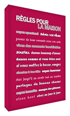 Feel Good Art Bloc Décoratif Règles pour la Maison Framboise 14,8 X 10,5 X 2 cm