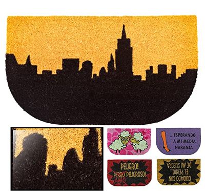 LucaHome - Felpudo Coco Natural 40x70 Antideslizante, Felpudo de Coco Skyline, Felpudo Absorbente Entrada casa, Ideal para Exterior o Interior