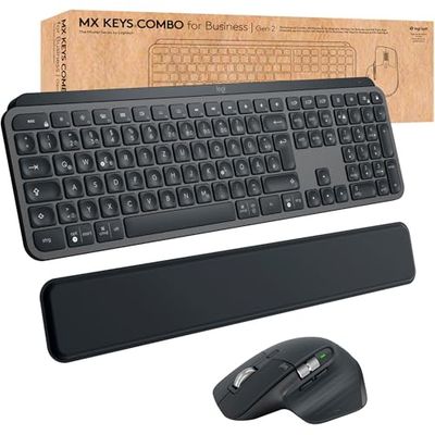 Logitech MX Keys Combo for Business | Gen 2, Tastiera e Mouse Wireless Full Size, Tedesco QWERTZ - Grigio