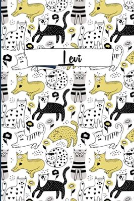 Levi: Personalized Levi Cat Notebook - Notebook Gift for Cat Lovers - Levi Notebook | 110 Pages - 6x9 inches