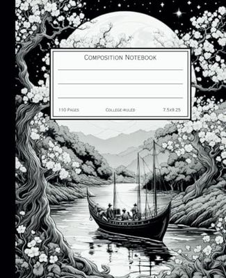 Composition Notebook College Ruled: Japanese Vintage Illustration | Aesthetic Journal For School, College, Office, Work | Wide Lined