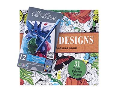 Cretacolor 240 99 – Livre à Colorier Floral avec 12 Marino Crayons aquarelle