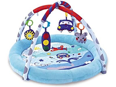 Teorema Giocattoli- Baby Gimnasio Azul Multiactividad 2 en 1 para Bebé Suave con Sonajeros Lavables (Teorema SRL 67322)
