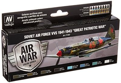 Acrylicos Vallejo VJ71197 "Soviet Air Force Vvs 1941-43 Great Patriotic War" Model Air Set, 17 ml (Pack of 8)