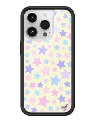 Wildflower Hoesjes - Super Sweet Stars-hoesje, compatibel met Apple iPhone 14 Pro | sterren, roze, geel, blauw, trendy - beschermende zwarte bumper, 1,2 m valtest gecertificeerd, kleine bedrijven in