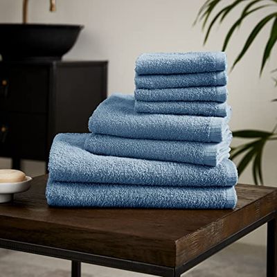 Catherine Lansfield Lot de 8 Serviettes en Coton à séchage Rapide Bleu