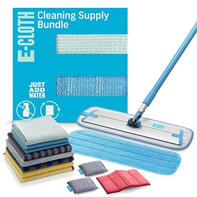 E-Cloth Kit di pulizia da 13 pezzi, include panno in microfibra e accessori per mocio, set multiuso per vetro, finestre, superfici, pavimenti, bagno, acciaio inossidabile, lavastoviglie, 100 lavaggi