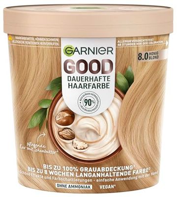 Garnier GOOD - Colore permanente per capelli 8.0 miele biondo - Colorazione senza ammoniaca, fino al 100% copertura grigia, 1 pezzo