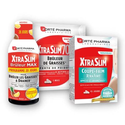 Forté Pharma - Routine XtraSlim Minceur 1 mois | Draineur - Brûleur - Coupe-Faim (3 produits)