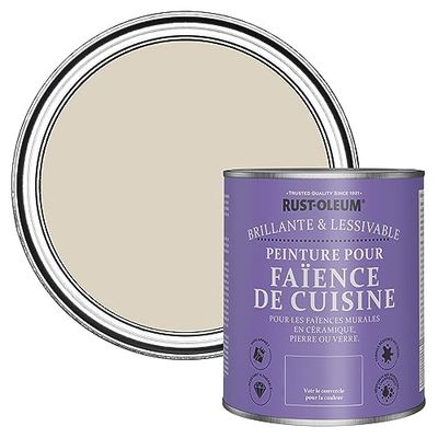 Rust-Oleum Peinture Beige Résistante à l'eau pour Faïence de Cuisine, Finition Brillante - Jute 750ml
