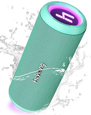 HEYSONG Altoparlante Bluetooth, altoparlanti Bluetooth senza fili portatili impermeabili con luce a led, suono forte da 20 W, scheda TF, riproduzione USB, campeggio, regali per uomo-verde
