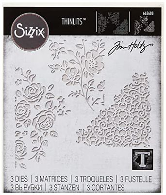 Sizzix 662688 Thinlits Die Set 3PK-Mixed Media 5 by Tim Holtz, Metal, Multicolour, 9.53cm x 9.53 cm - 7.3 cm x 8.89 cm