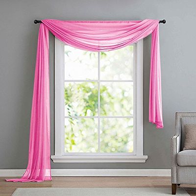 Querbehang Vrije hand deko van transparante voile, de ideale aanvulling op onze gordijnen, 140x600, roze, 560
