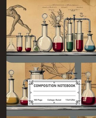 Composition Notebook College Ruled: Vintage Botanical Aesthetic Science Lab Tools Illustration (Science Lab Tools Illustration Series)