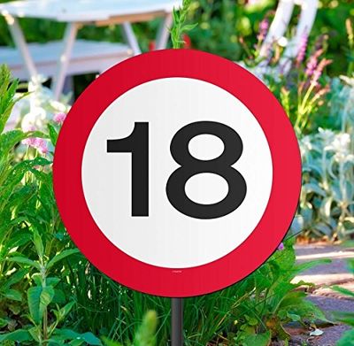 Creative tuinbord voor verjaardagsfeestje, verkeersbord, 18 Geboorte