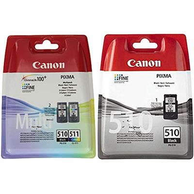 Canon PG-510/CL-511 Cartouche Multipack Noire + Couleur (Multipack Plastique Sécurisé) & PG-510 Cartouche Noire (Pack Plastique sécurisé)